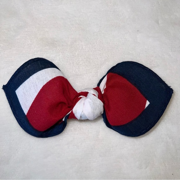 Patriotic Stars and Stripes Bandana Knotted Hair Bow - Picture 7 of 11